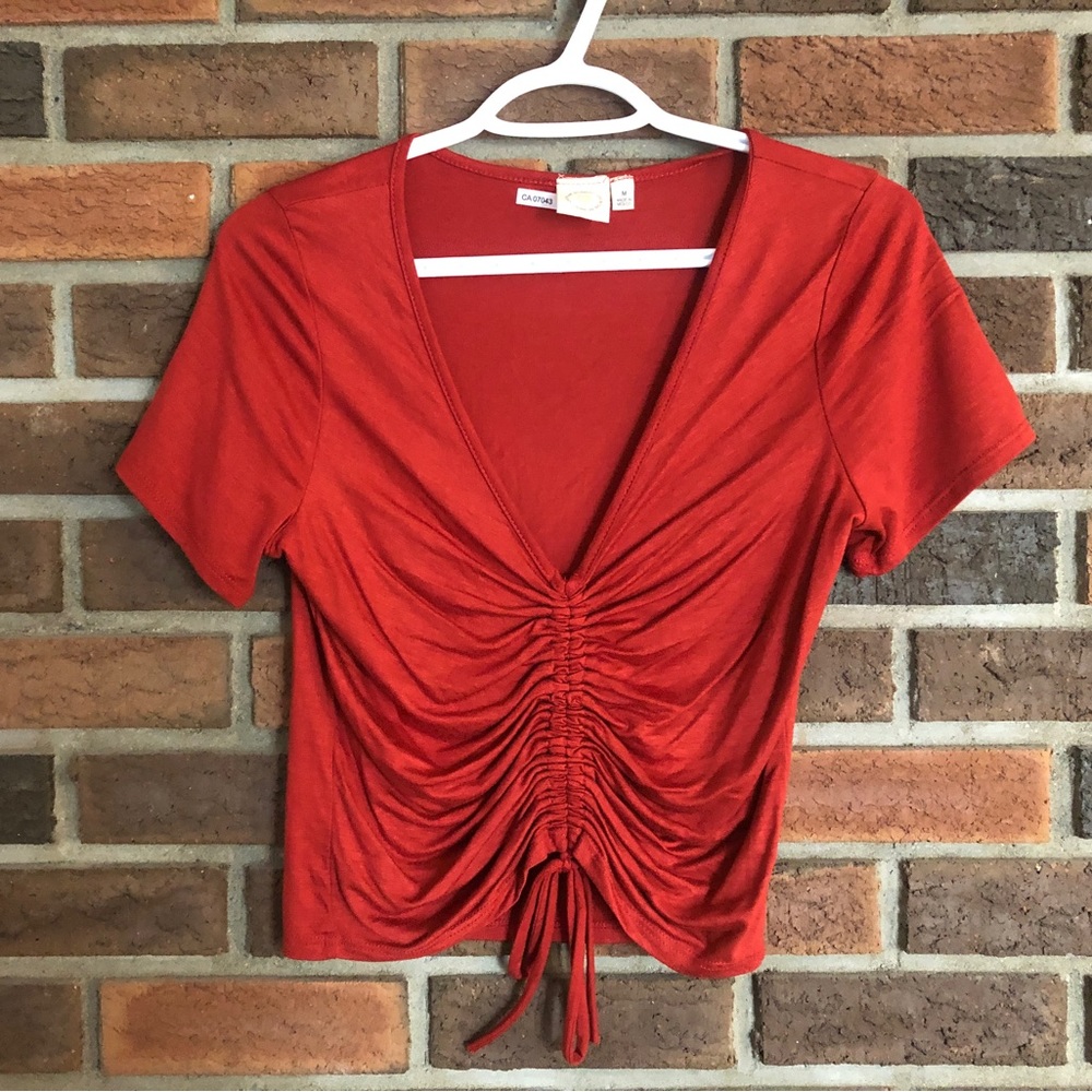 Burnt Orange Clinch Tie Top